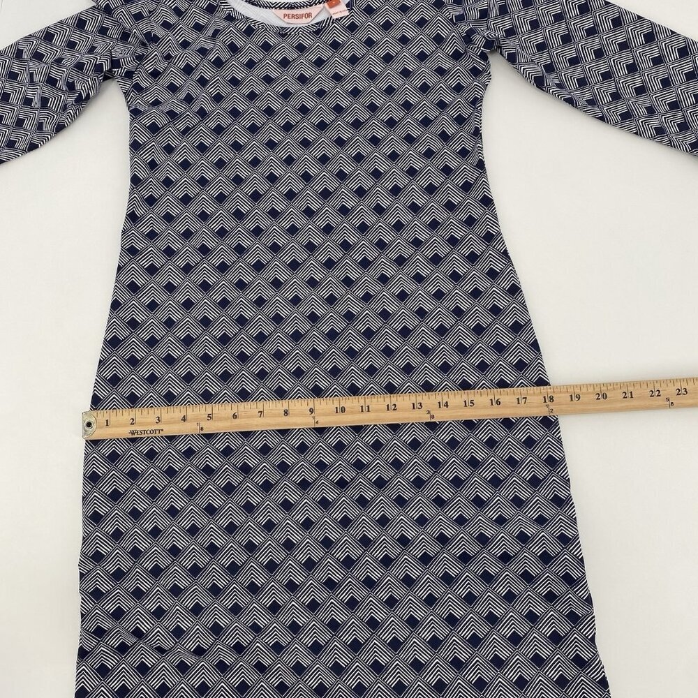 Persifor Women’s Size S Kilpatrick Olafer Knit Dress Bleu Geo Print Scoop Neck - Picture 5 of 10